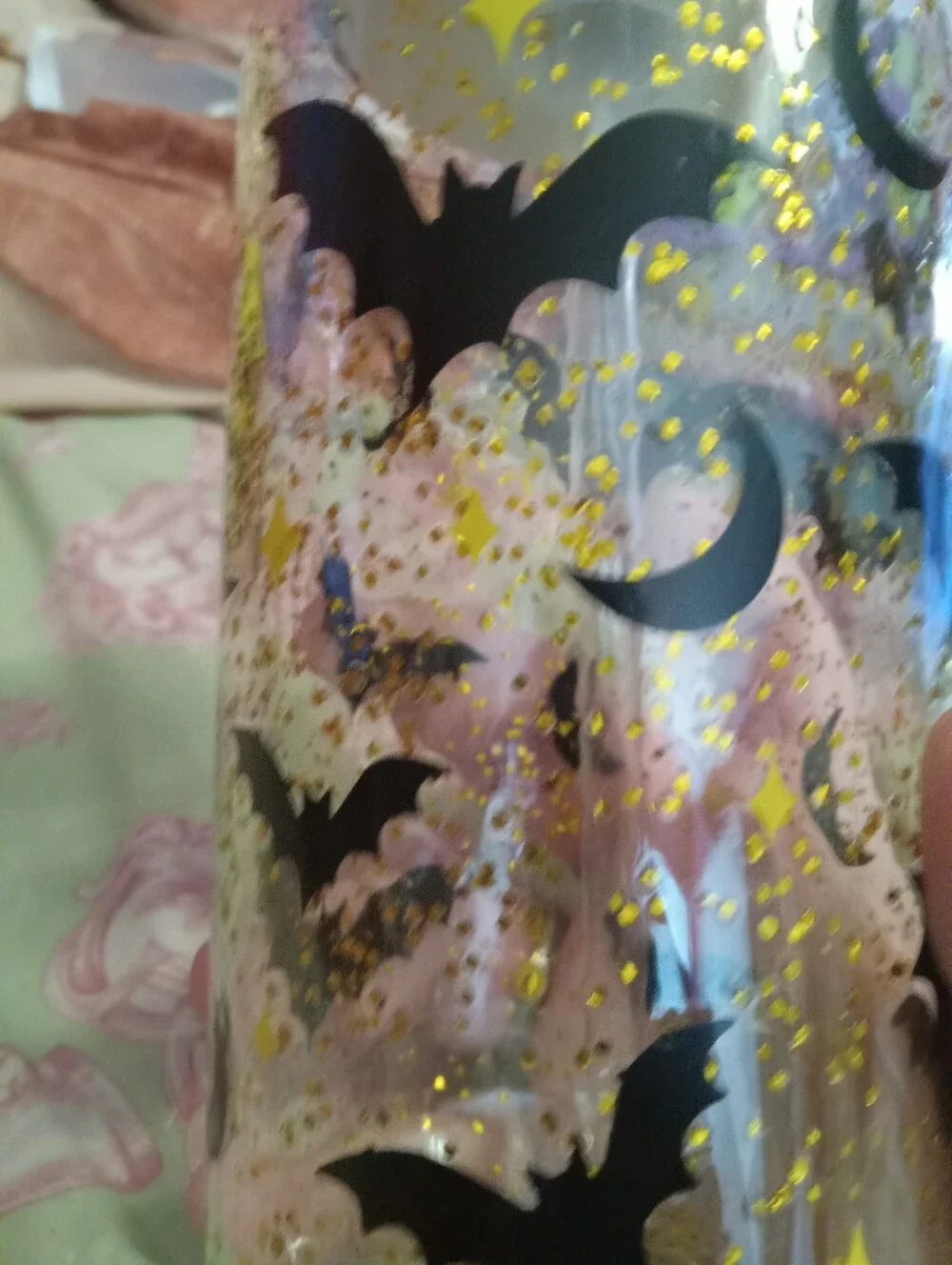 Set Of 2 Halloween Plastic Glasses Bats And Flying Witch